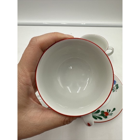 2 Set HUNGARYKALOCSA HAND PAINTED PORCELAIN  COFFEE CUP & SAUCER Folklor K.F.T. - Picture 5 of 10